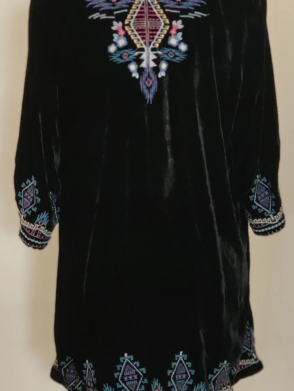 Johnny Was Aveza Black Velvet Embroidered Kimono Coat Floral Size Large - Picture 5 of 8